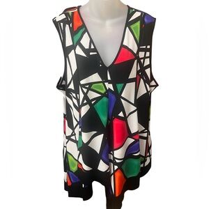 J Brand Sleeveless Double Shirt Contemporary Pop Art To Wear size XXL